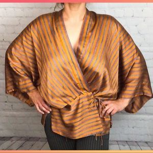 Size medium orange striped blouse